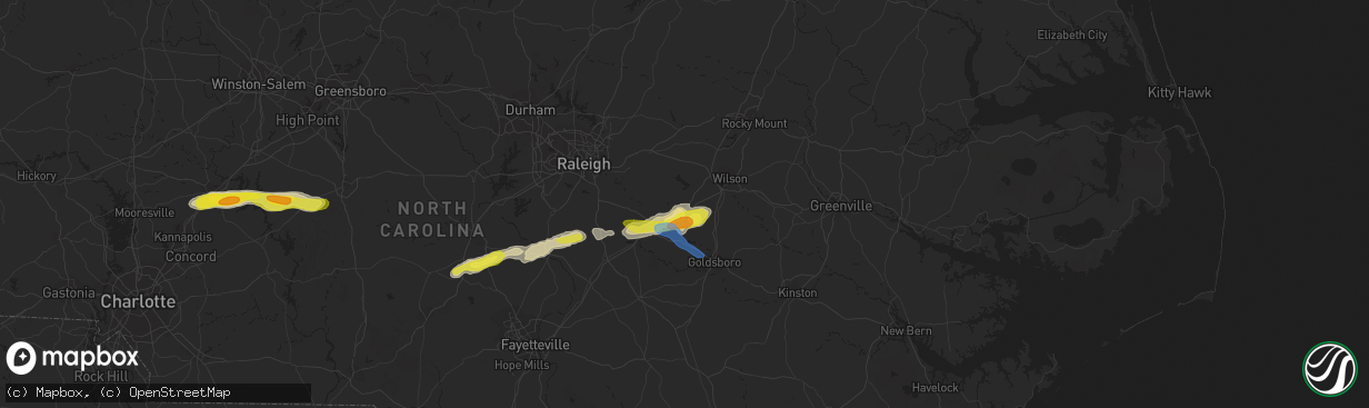 Hail map in Kenly, NC on May 29, 2021