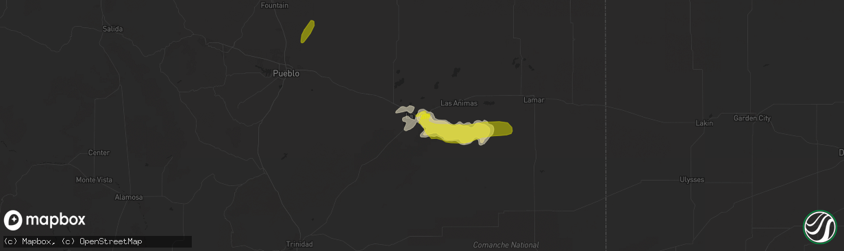 Hail map in La Junta, CO on May 29, 2021