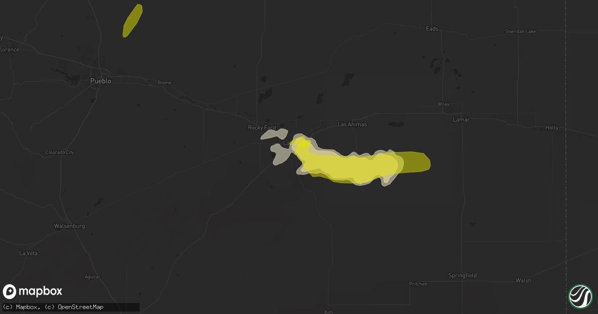 Hail map in La Junta, CO on May 29, 2021