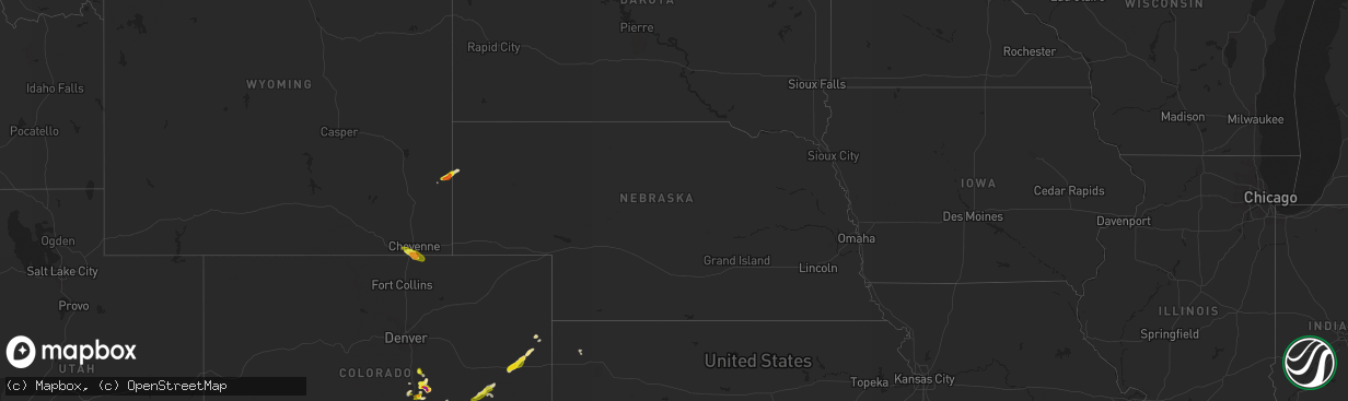 Hail map in Nebraska on May 29, 2021