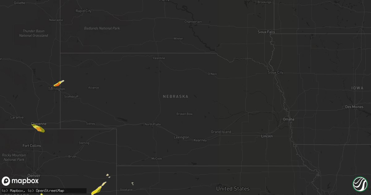 Hail map in Nebraska on May 29, 2021