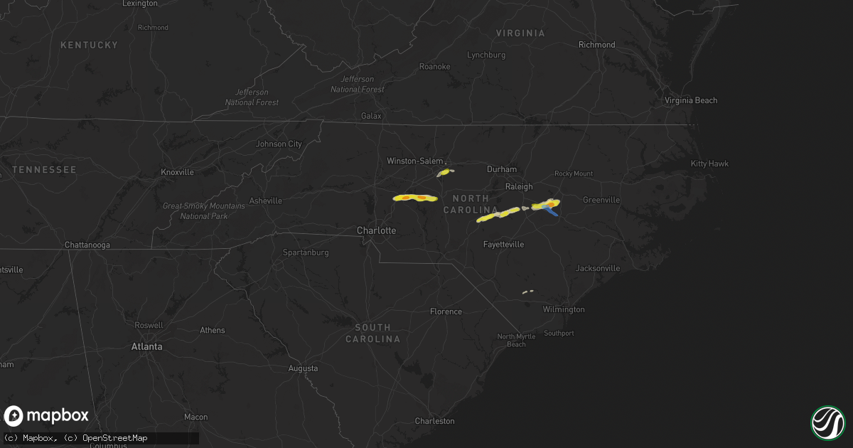 Hail map in North Carolina on May 29, 2021