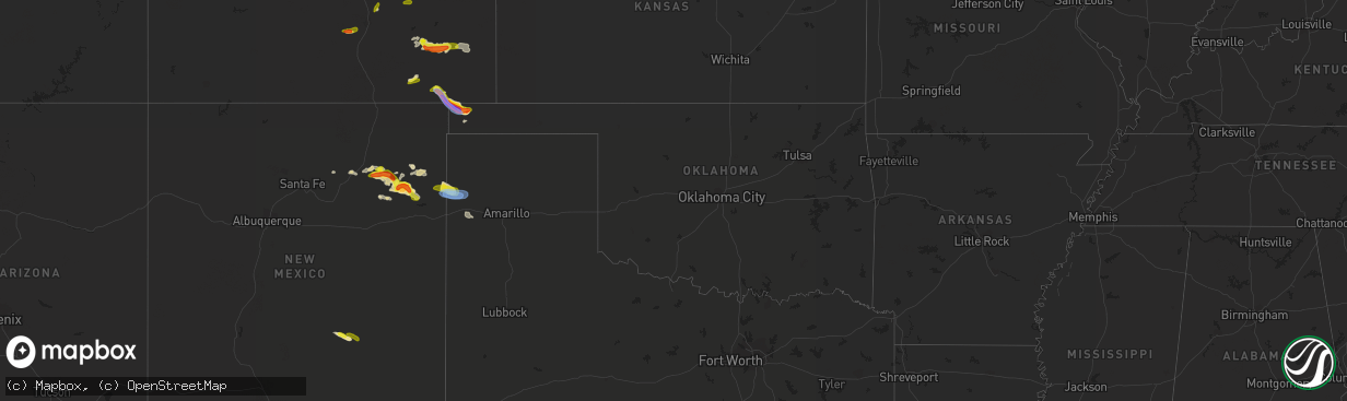 Hail map in Oklahoma on May 29, 2021