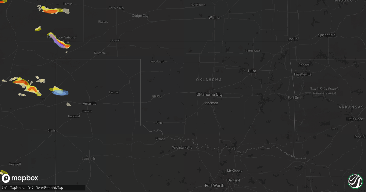 Hail map in Oklahoma on May 29, 2021