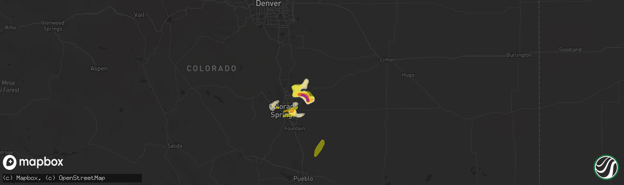 Hail map in Peyton, CO on May 29, 2021