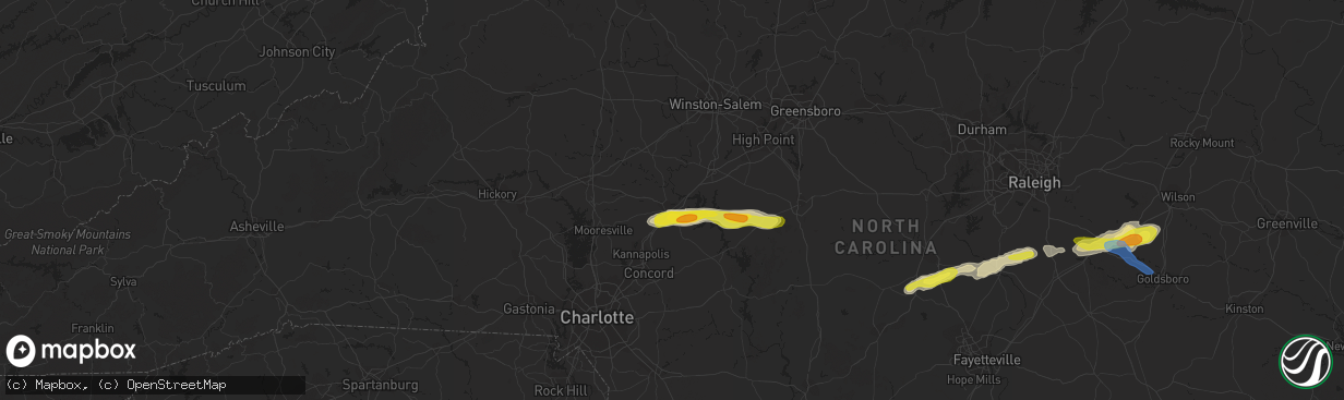 Hail map in Salisbury, NC on May 29, 2021