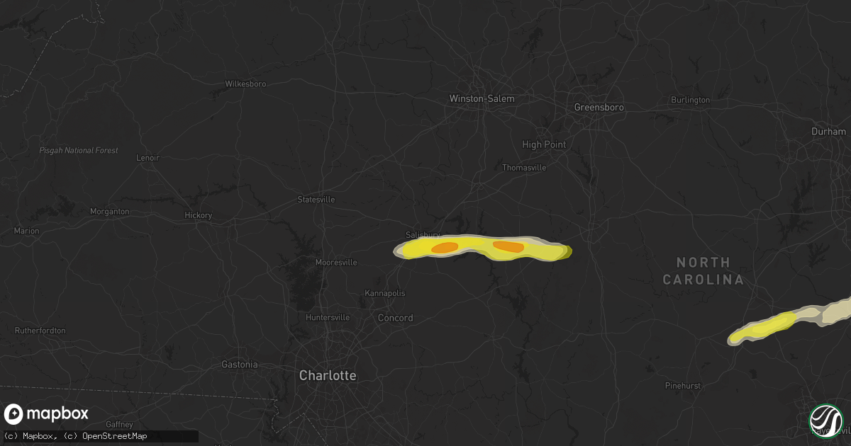 Hail map in Salisbury, NC on May 29, 2021