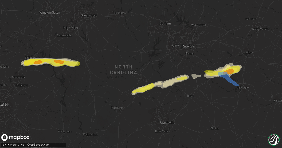 Hail map in Sanford, NC on May 29, 2021