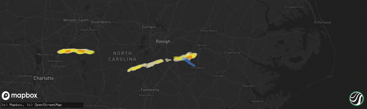 Hail map in Selma, NC on May 29, 2021