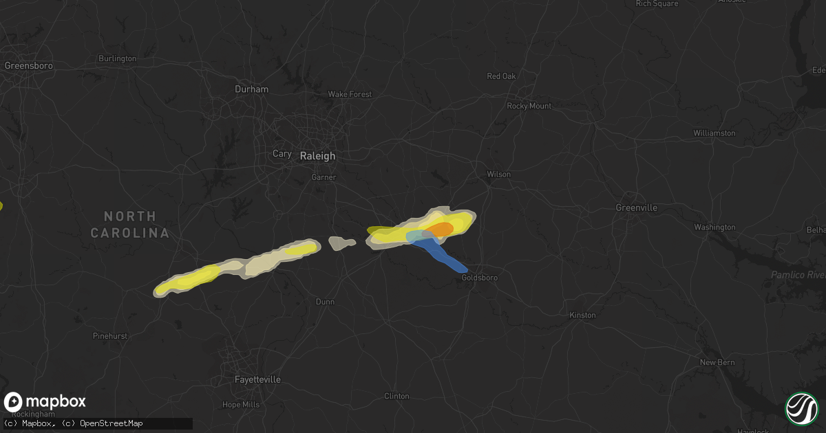 Hail map in Selma, NC on May 29, 2021