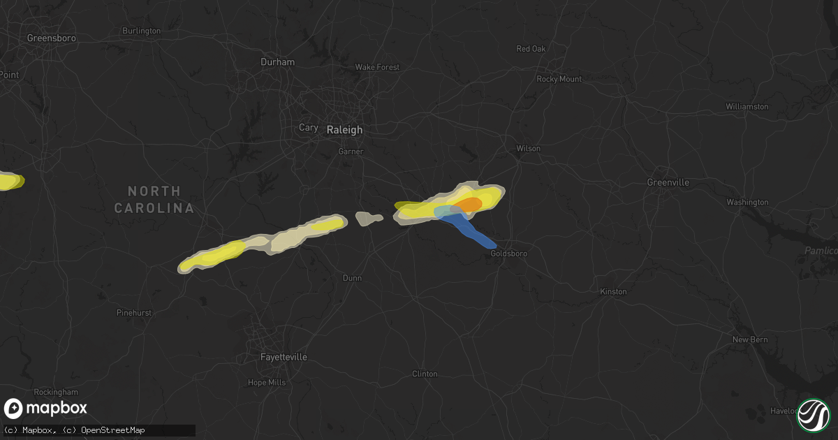 Hail map in Smithfield, NC on May 29, 2021