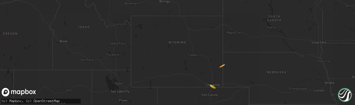 Hail map in Wyoming on May 29, 2021