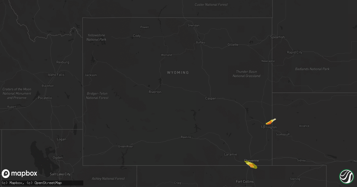 Hail map in Wyoming on May 29, 2021