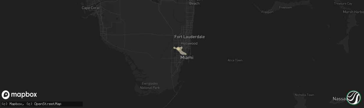 Hail map in Hialeah, FL on May 29, 2022