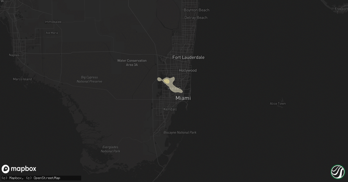Hail map in Hialeah, FL on May 29, 2022