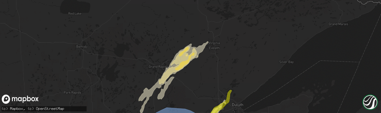 Hail map in Hibbing, MN on May 29, 2022