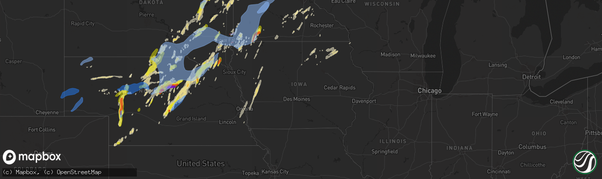 Hail map in Iowa on May 29, 2022