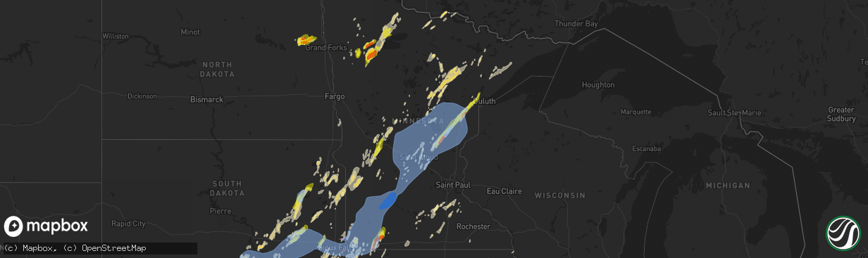 Hail map in Minnesota on May 29, 2022