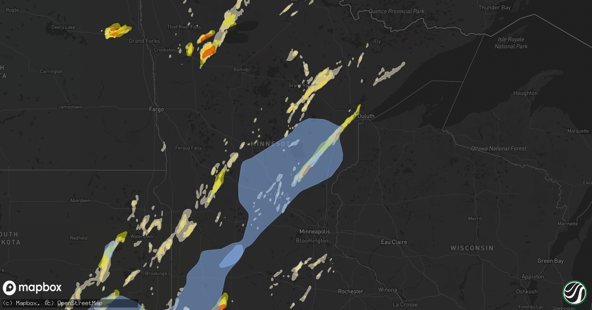 Hail map in Minnesota on May 29, 2022