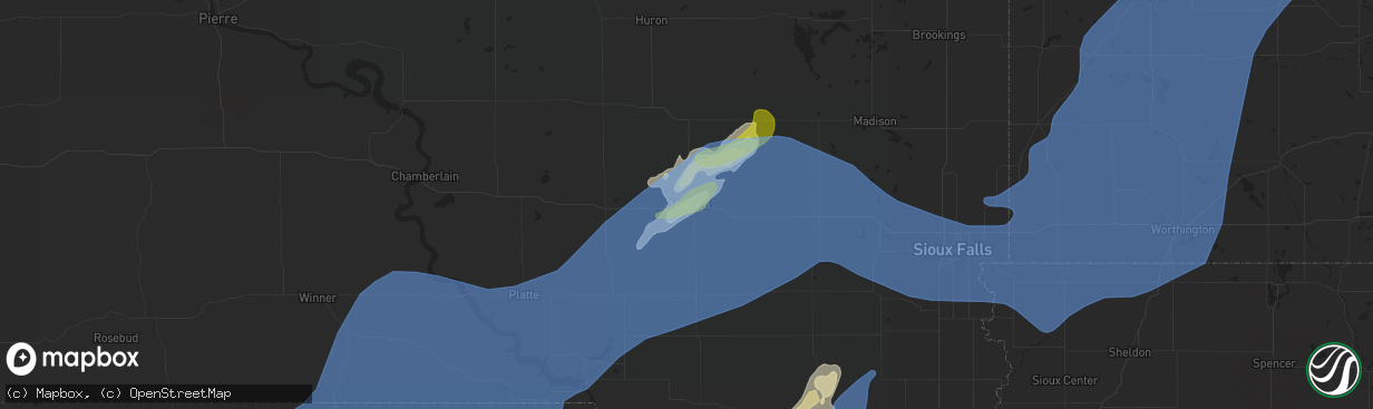 Hail map in Mitchell, SD on May 29, 2022