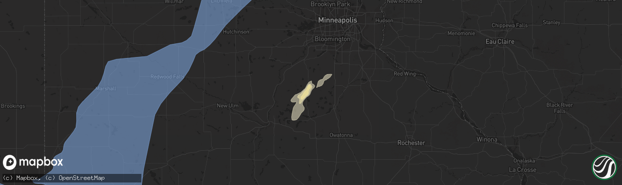 Hail map in Montgomery, MN on May 29, 2022