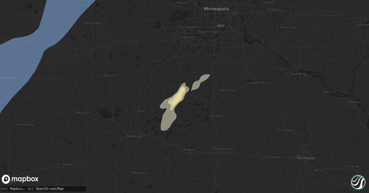 Hail map in Montgomery, MN on May 29, 2022