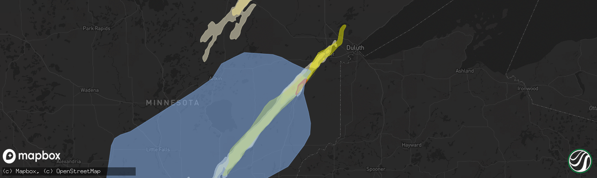 Hail map in Moose Lake, MN on May 29, 2022