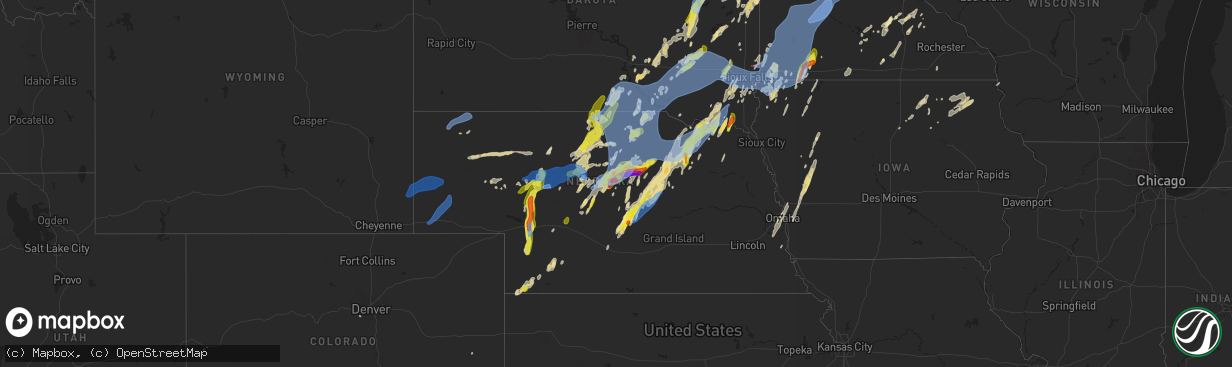 Hail map in Nebraska on May 29, 2022