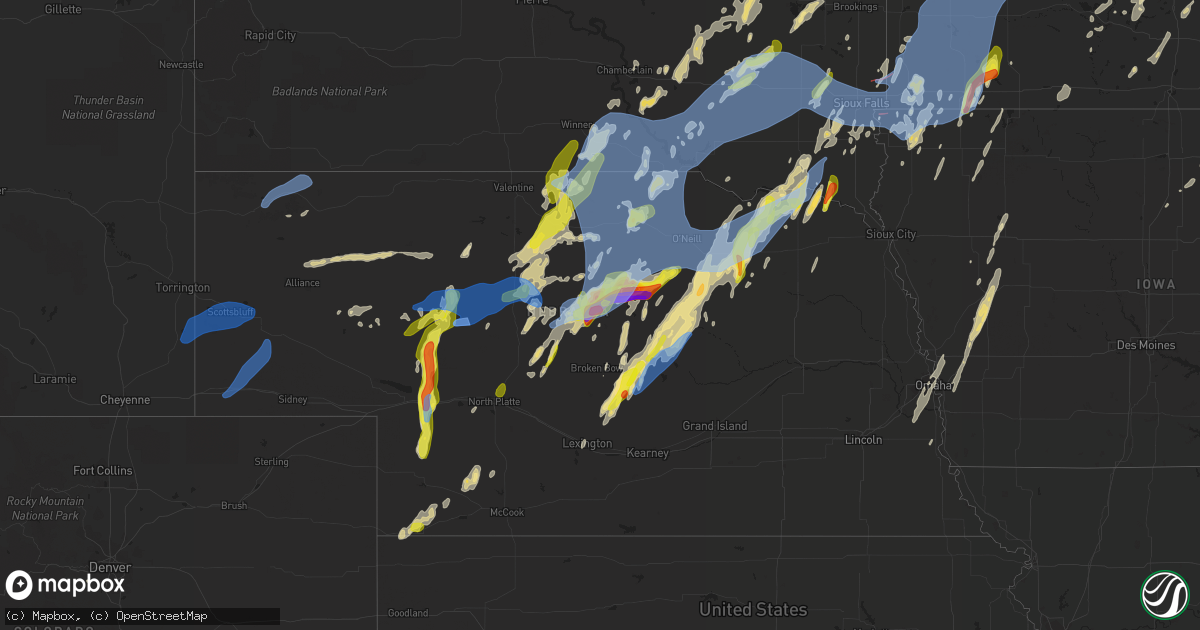 Hail map in Nebraska on May 29, 2022
