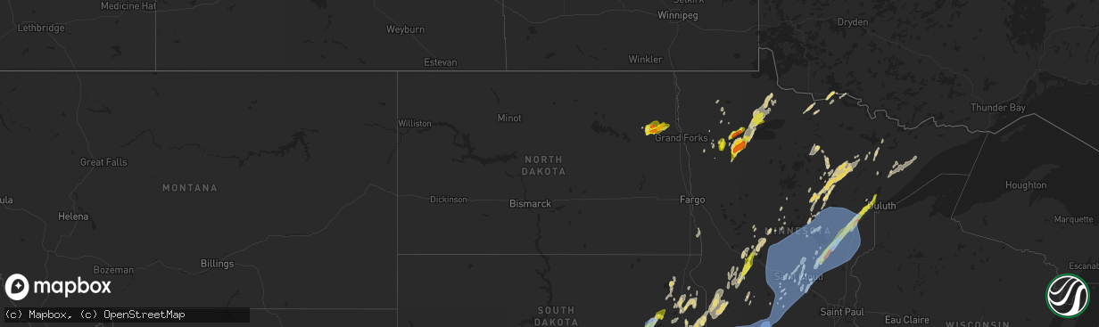 Hail map in North Dakota on May 29, 2022