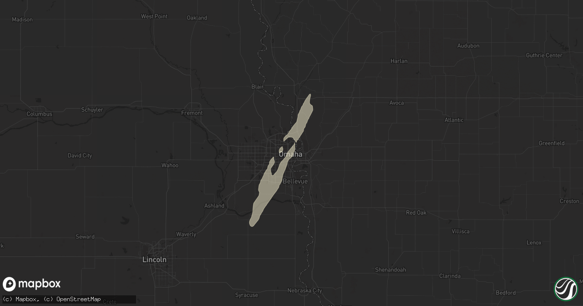 Hail map in Omaha, NE on May 29, 2022