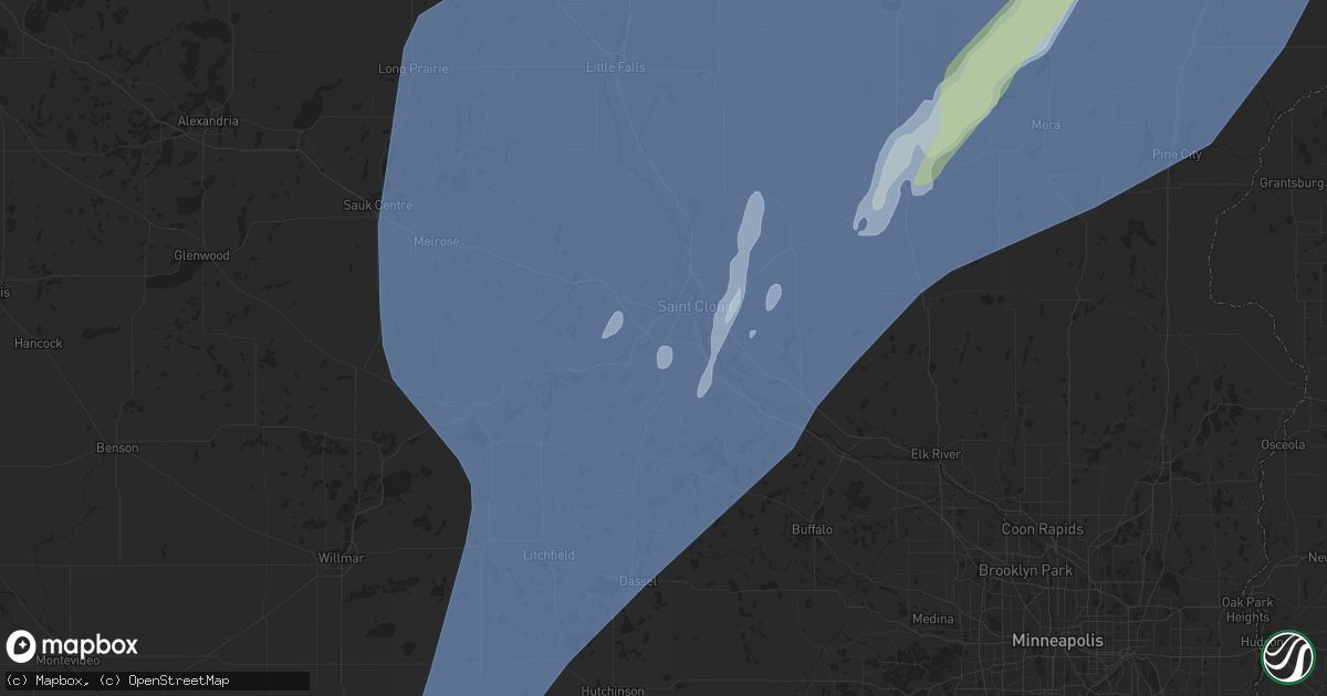 Hail map in Saint Cloud, MN on May 29, 2022