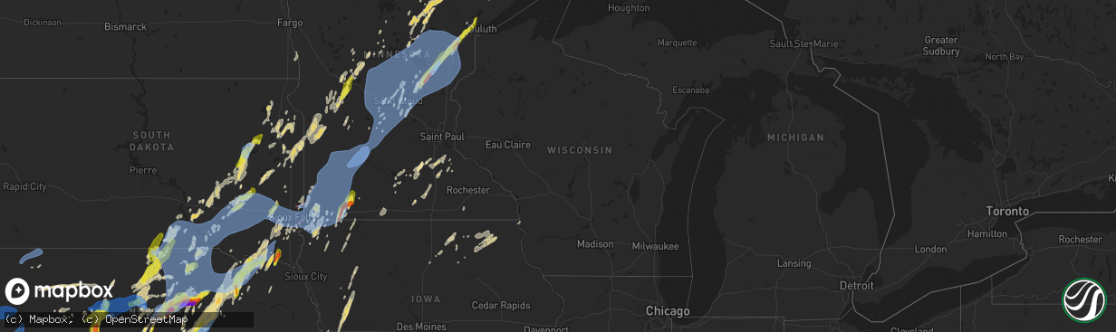 Hail map in Wisconsin on May 29, 2022