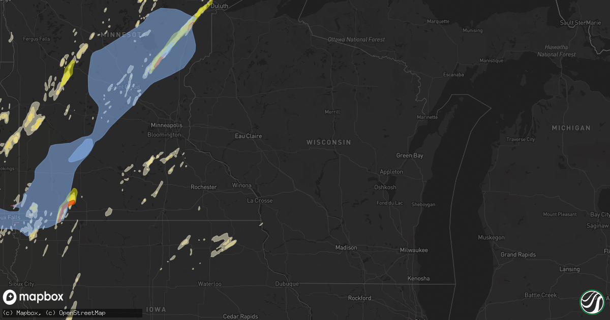 Hail map in Wisconsin on May 29, 2022