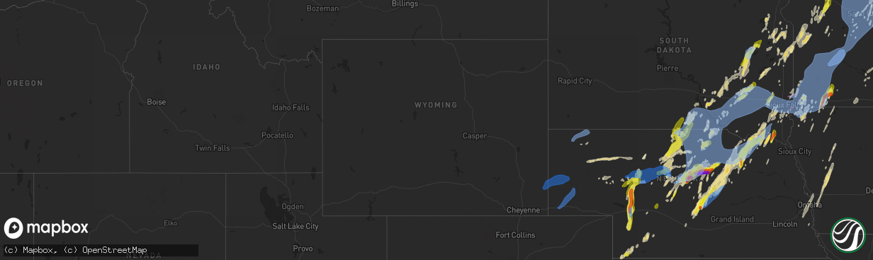 Hail map in Wyoming on May 29, 2022