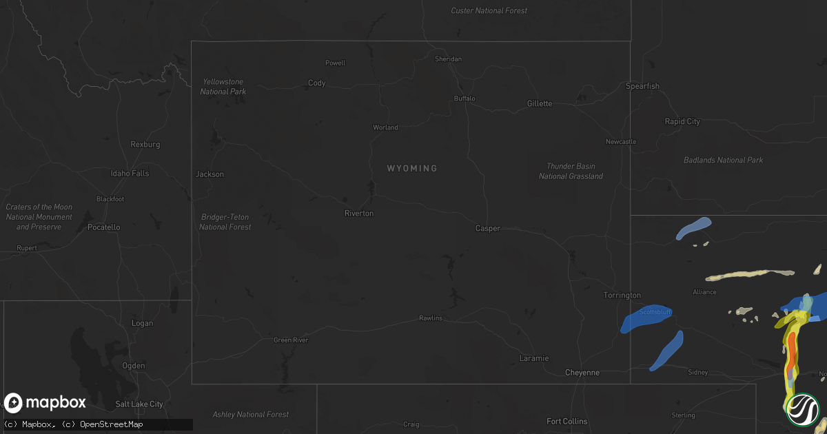 Hail map in Wyoming on May 29, 2022