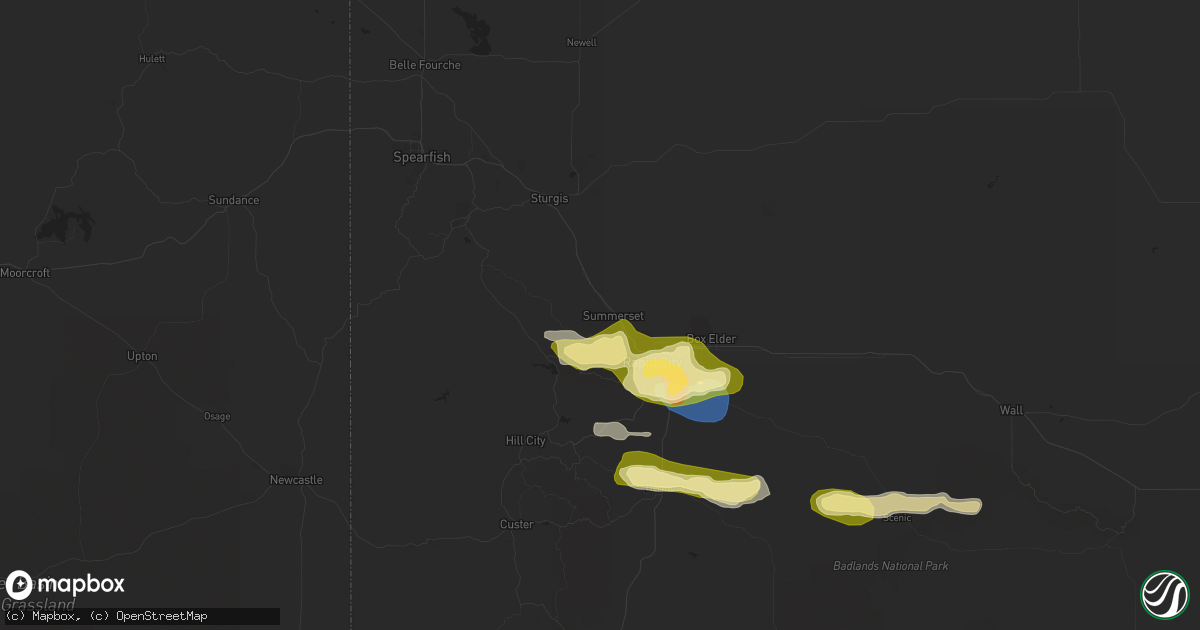 Hail map in Black Hawk, SD on May 29, 2023