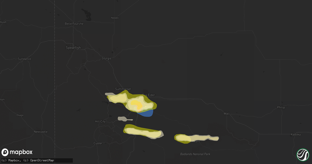 Hail map in Box Elder, SD on May 29, 2023