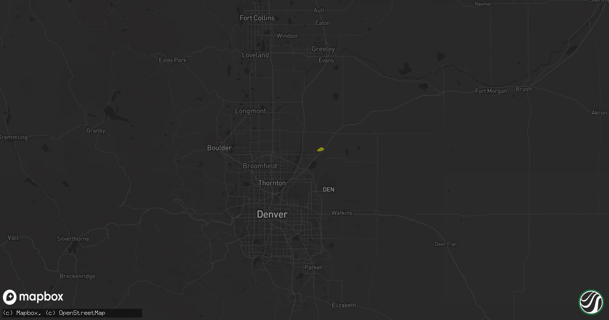 Hail map in Brighton, CO on May 29, 2023