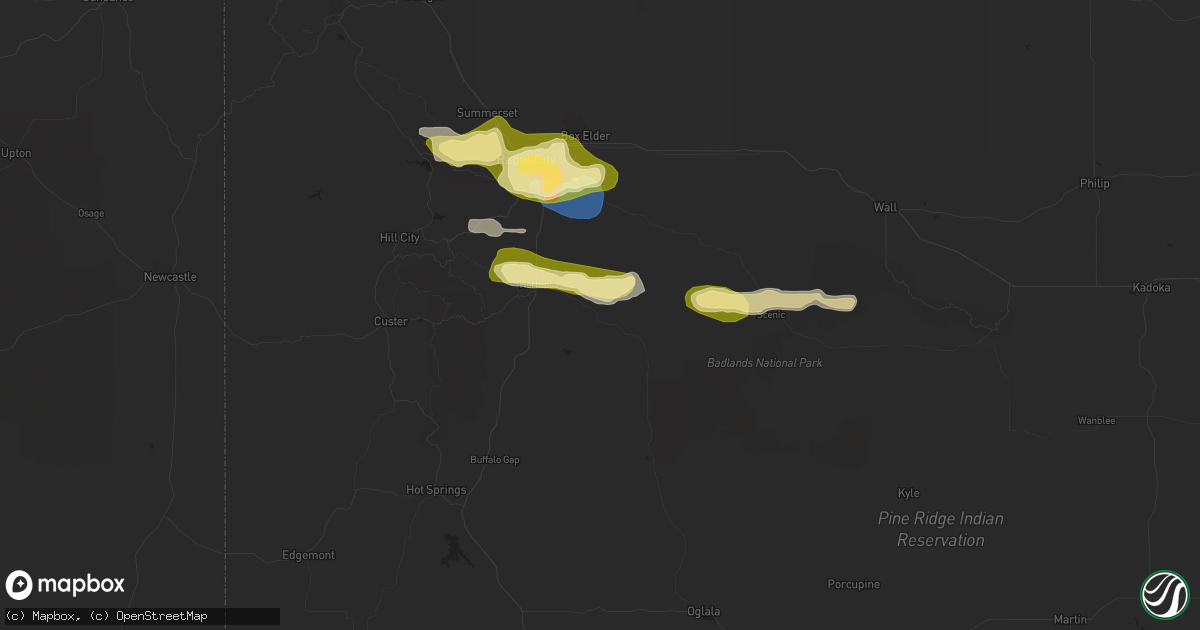 Hail map in Hermosa, SD on May 29, 2023