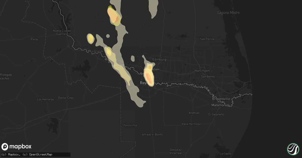 Hail map in Hidalgo, TX on May 29, 2023