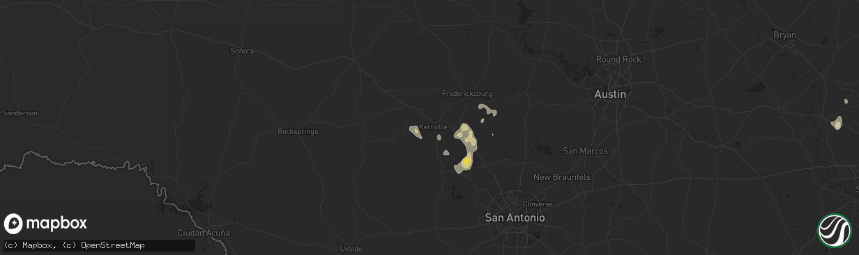 Hail map in Kerrville, TX on May 29, 2023
