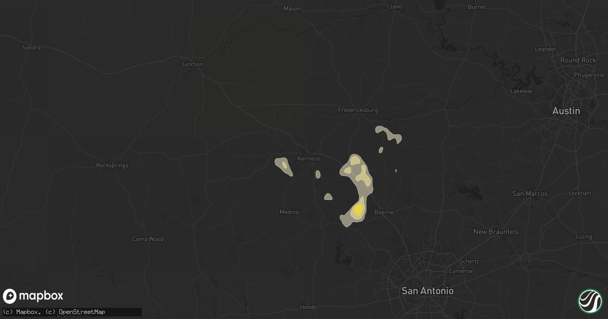 Hail map in Kerrville, TX on May 29, 2023