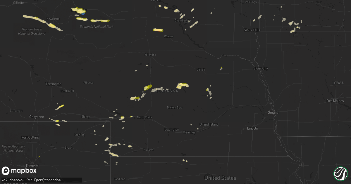 Hail map in Nebraska on May 29, 2023