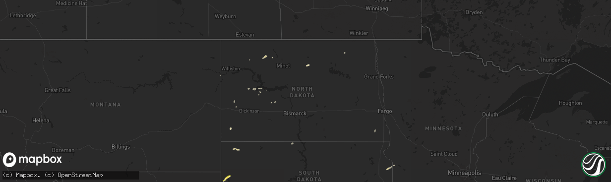 Hail map in North Dakota on May 29, 2023