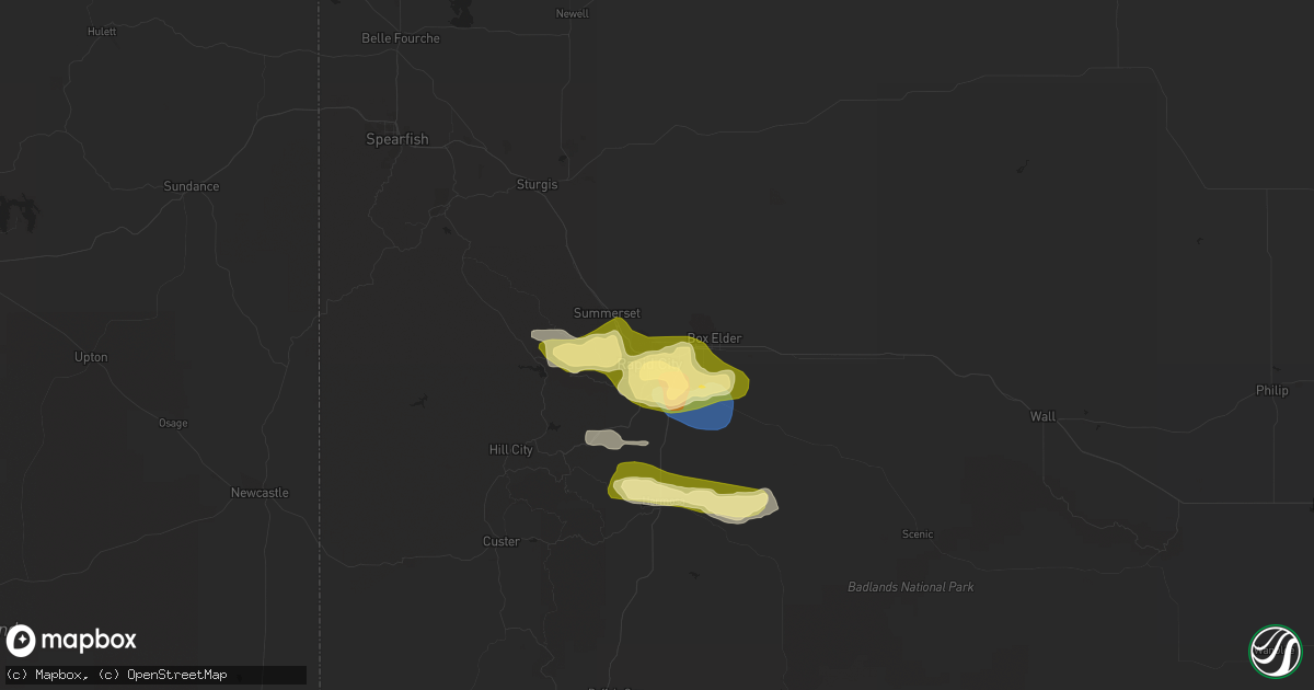Hail map in Rapid City, SD on May 29, 2023