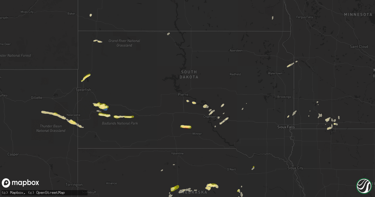 Hail map in South Dakota on May 29, 2023