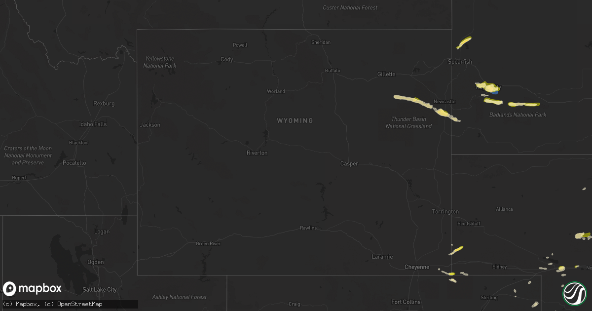 Hail map in Wyoming on May 29, 2023