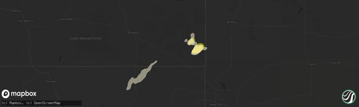 Hail map in Alzada, MT on May 29, 2024
