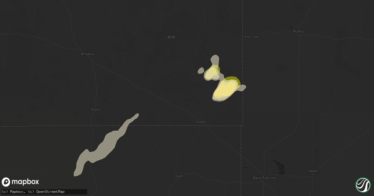 Hail map in Alzada, MT on May 29, 2024